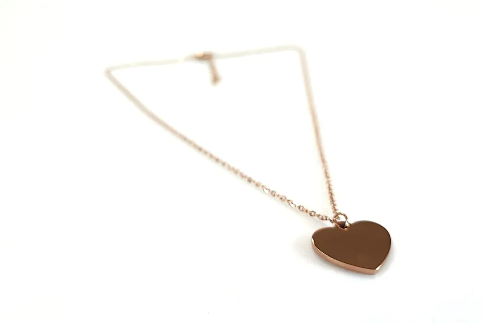 Toscani Gadget Collana Cuore acciaio oro rosa incisa