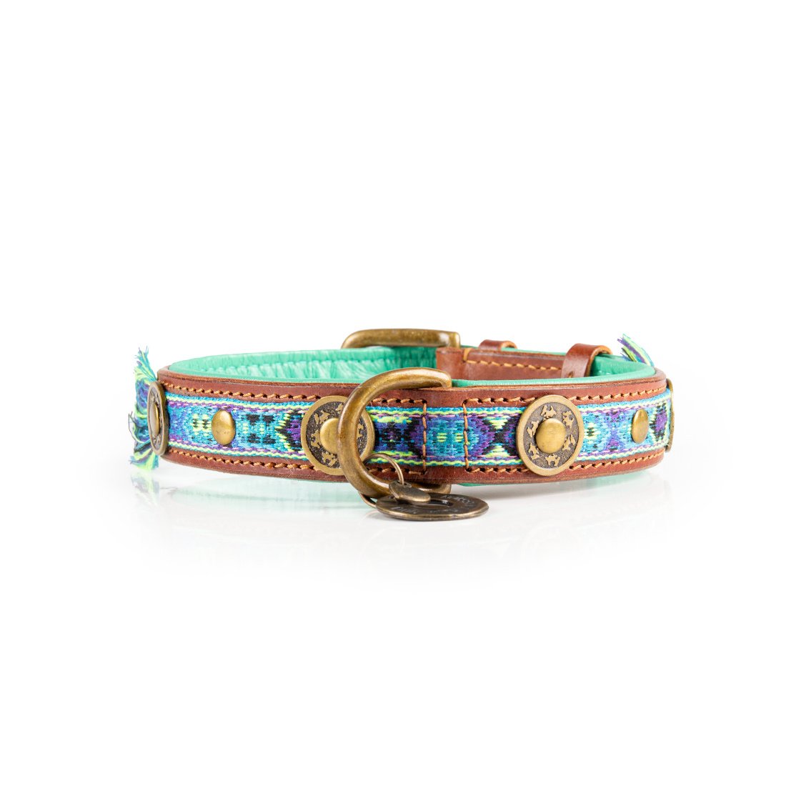 Dog with a Mission Boho Juan M collare in pelle blu 2,5 cm
