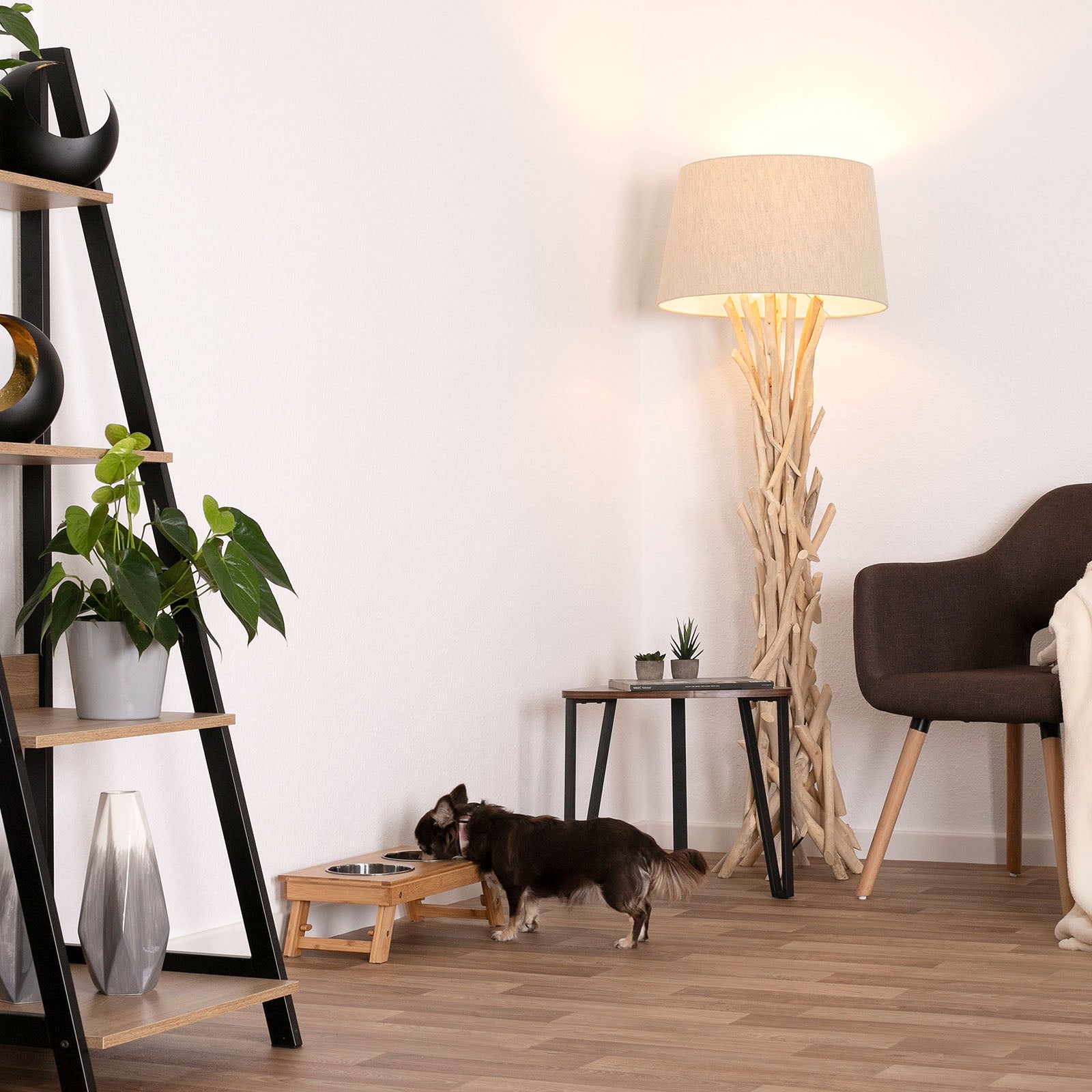Lionto Katzenäpfe doppia ciotola gatto inox con supporto bambù
