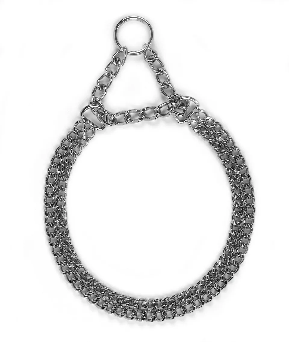 Kerbl Pet Double Chain Collar collare cane a catena cromato