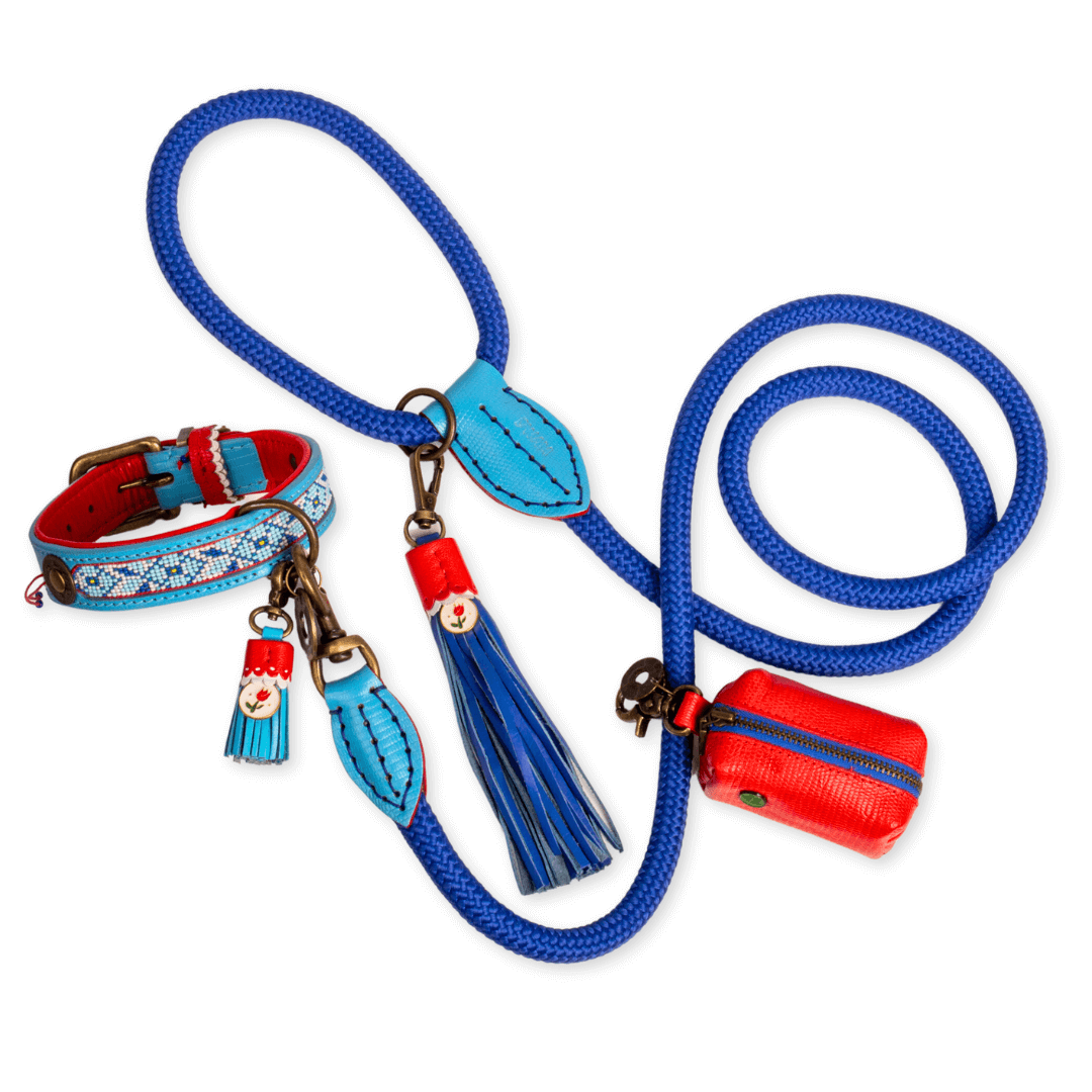 Dog with a Mission Dutchie collare cane perline azzurro XL 48-57 cm