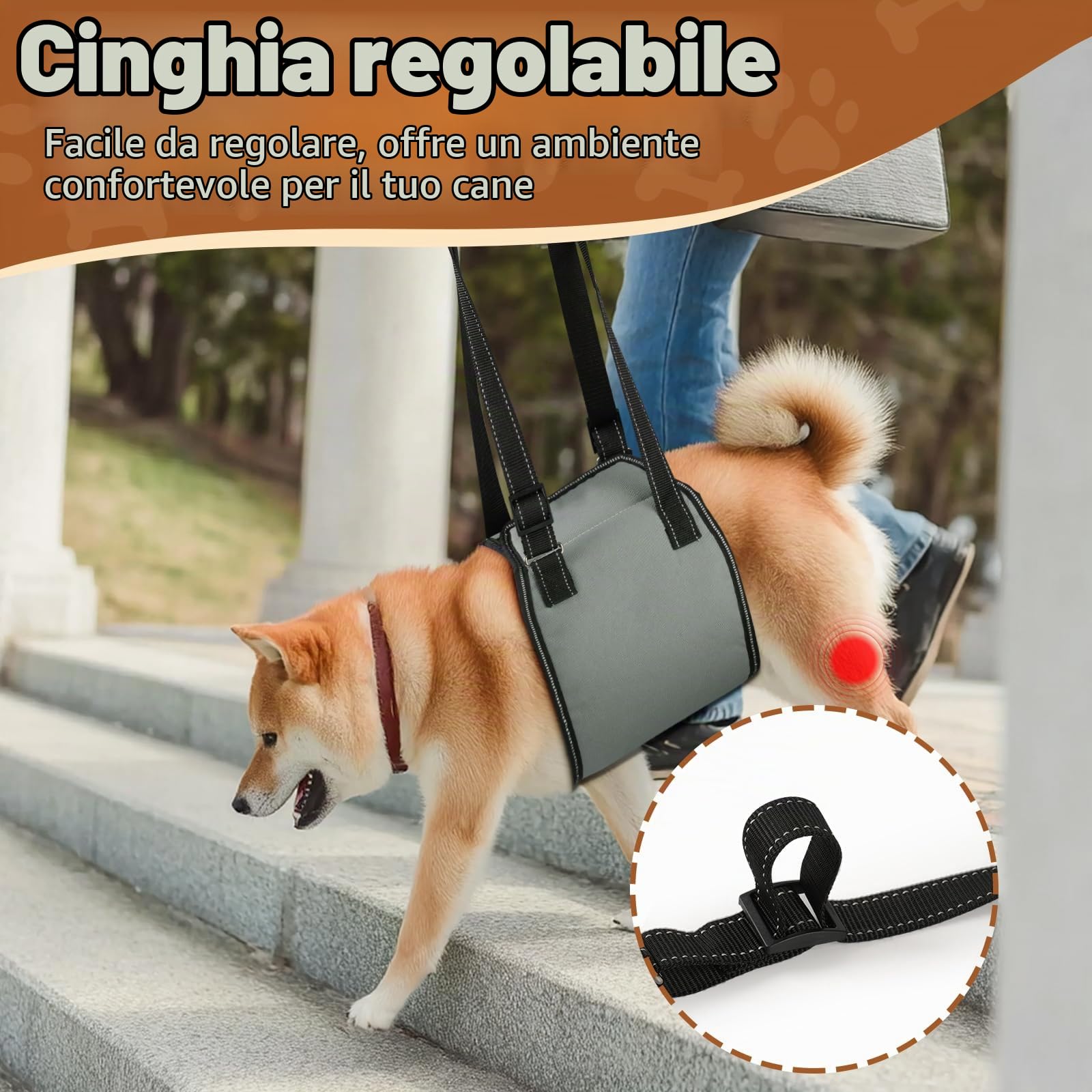 OHCOZZY Pettorine pettorina supporto posteriore cane S grigio