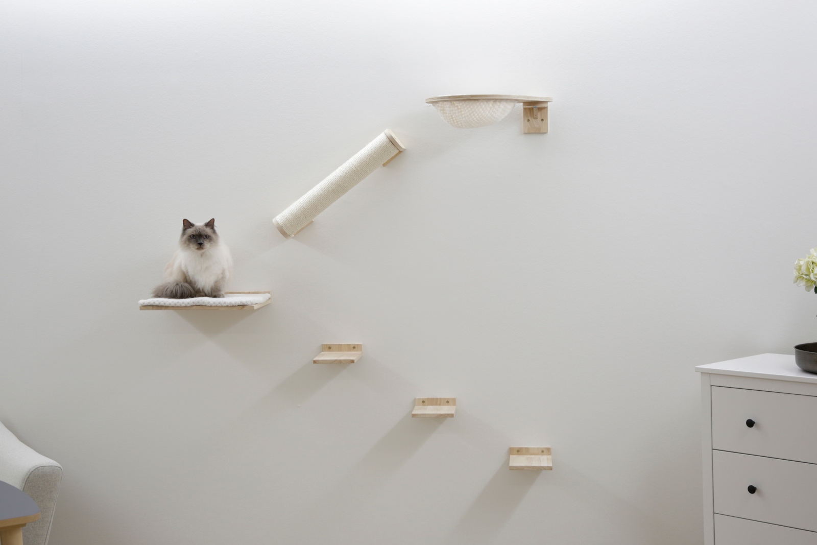 Kerbl Pet Rocky parete arrampicata gatto legno 6 pezzi sisal