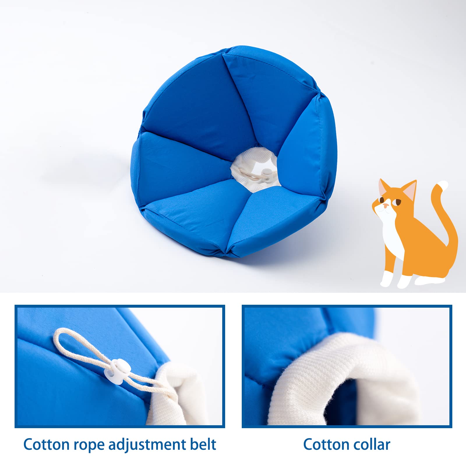 OHCOZZY Collare Elisabettiano Gatto M Blu Morbido