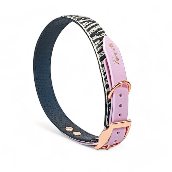 Toscani Vasari Collare per Cani Nero Lurex Oro Rosa