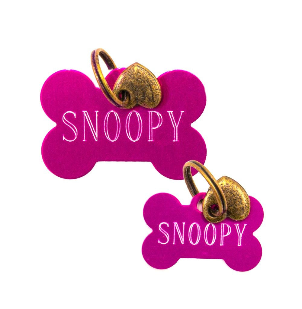 Dog with a Mission Medaglietta Cane Osso Rosa L Personalizzata