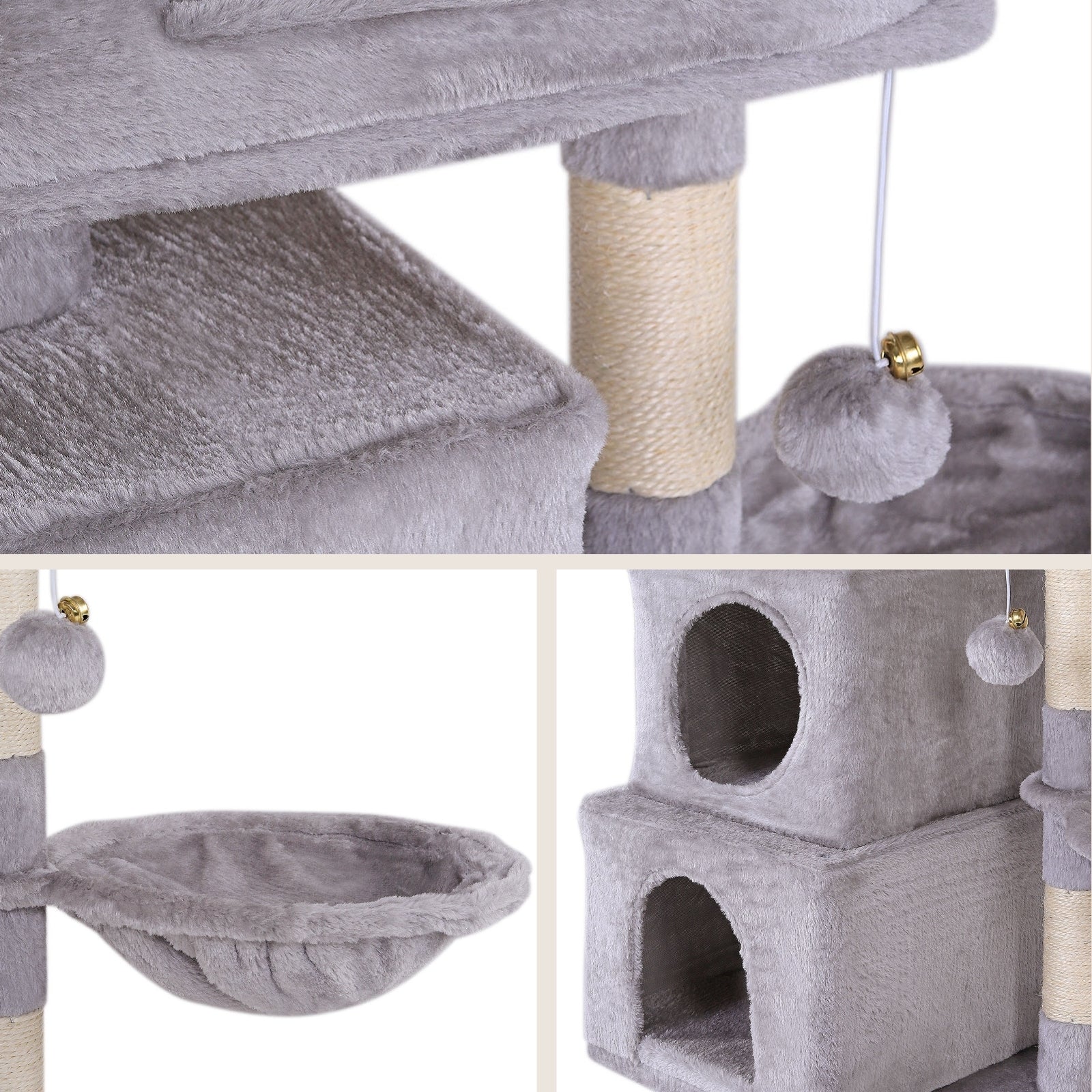 Lionto Kratzbaum tiragraffi gatti 70 cm grigio chiaro sisal