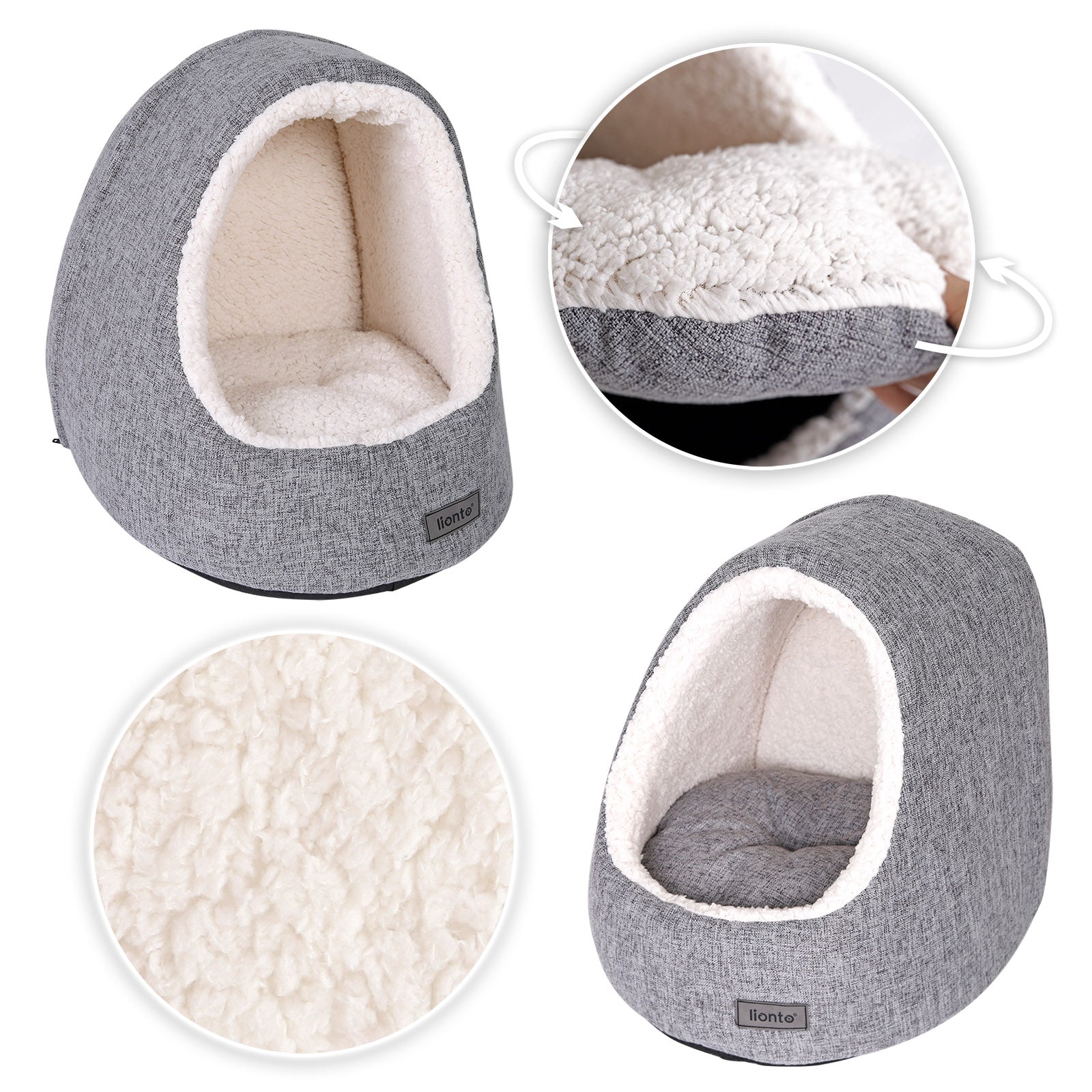 Lionto Katzenbettchen grotta gatto 40x35x38 cm grigio scuro