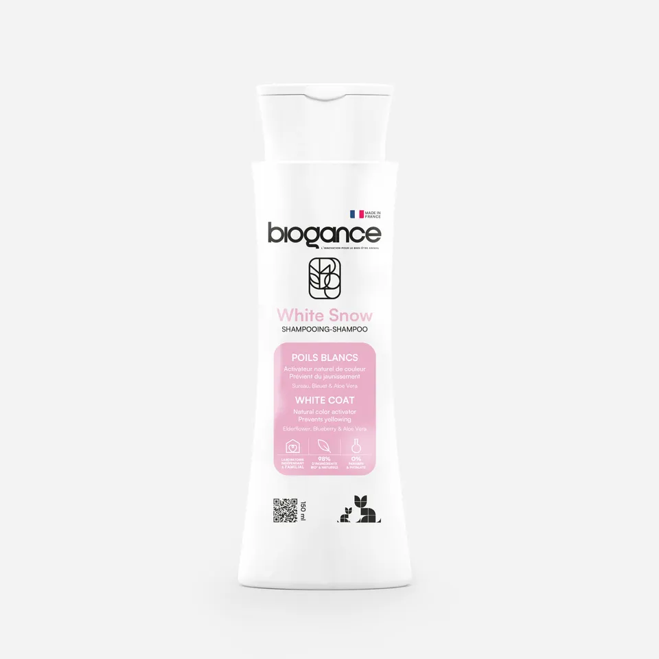 Biogance White Snow shampoo gatto peli bianchi sambuco
