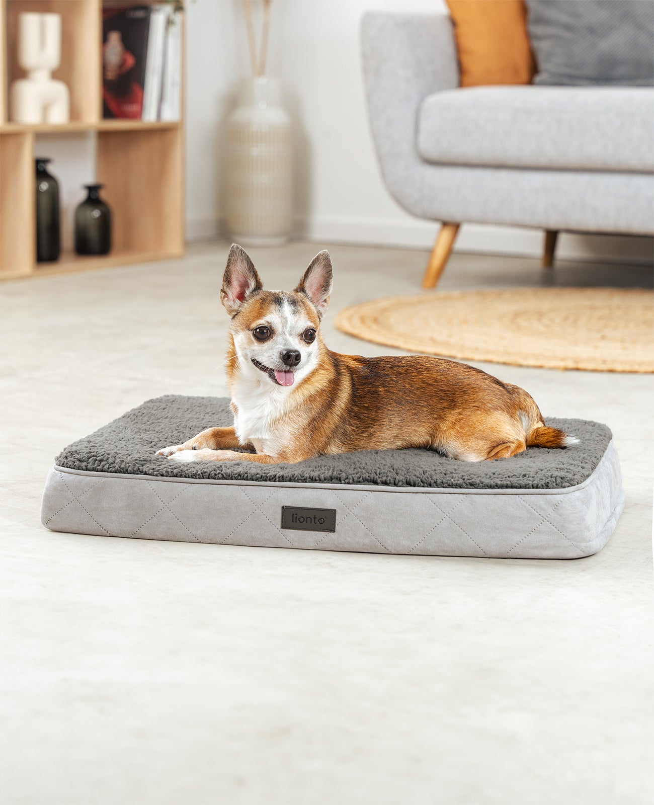 Lionto Hundebetten cuccia ortopedica grigia 76x51x8 cm peluche