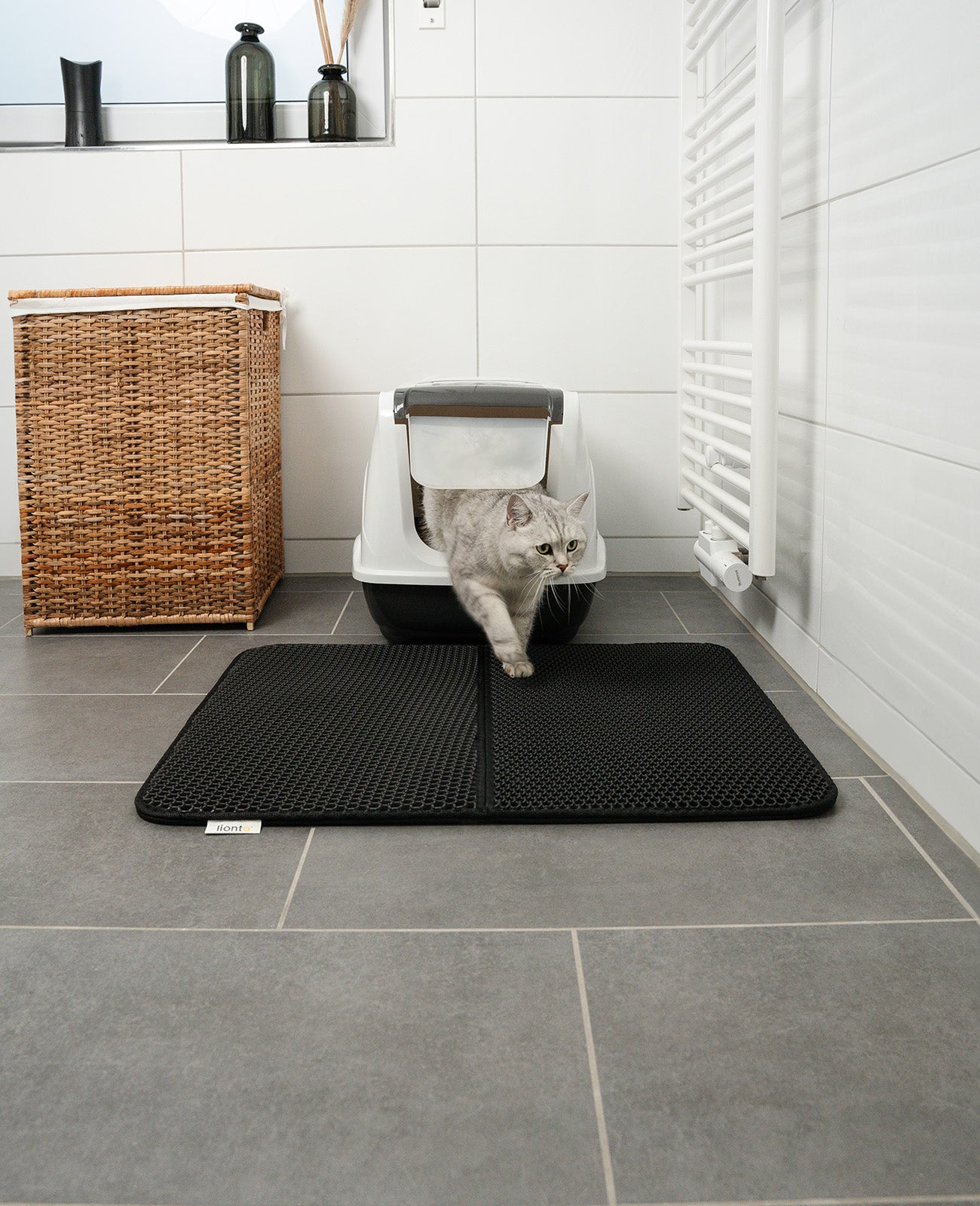 Lionto Katzenpflege tappetino lettiera gatto grigio 76x61 cm EVA