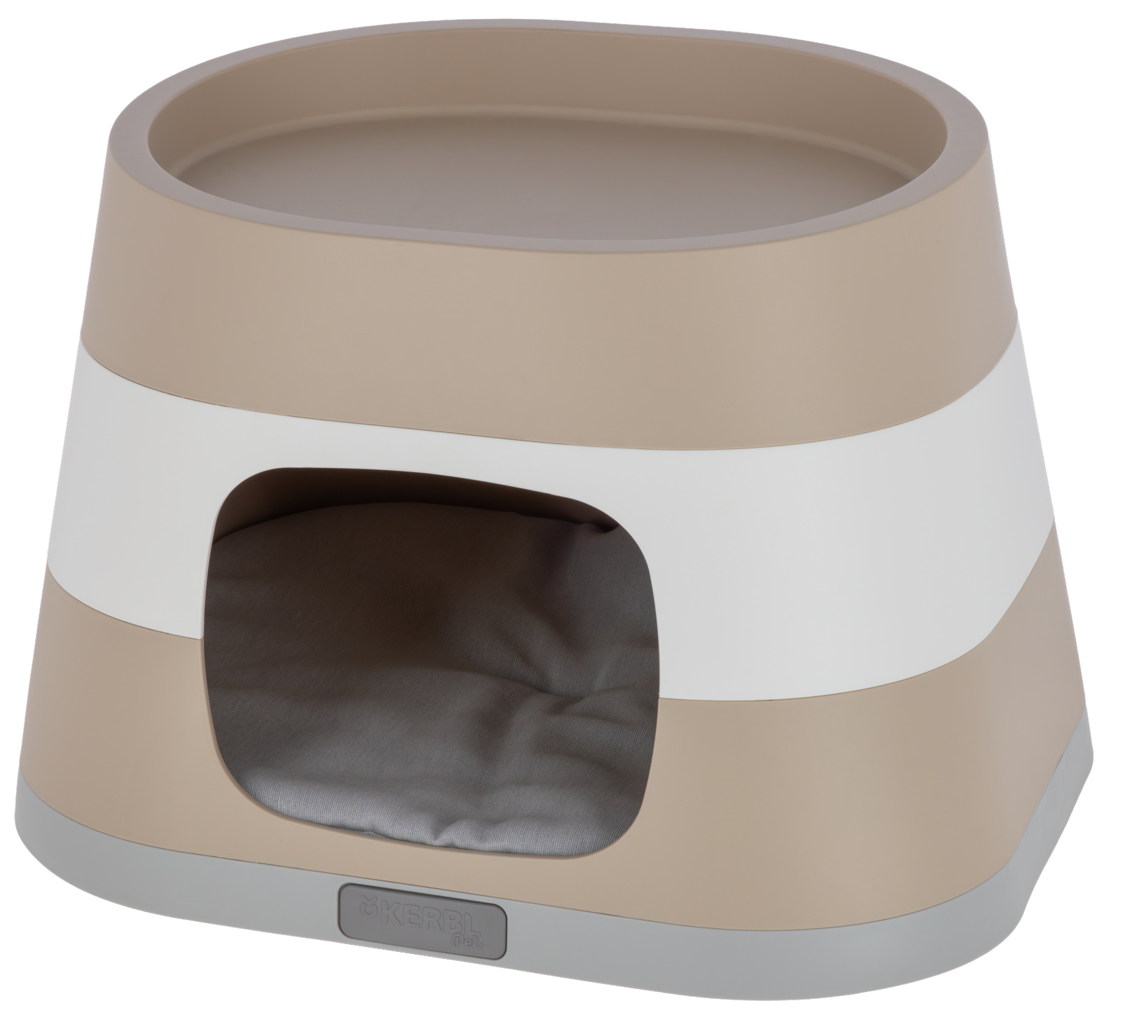 Kerbl Pet Cat Cave Bianca Cuccia Chiusa Plastica con Cuscino