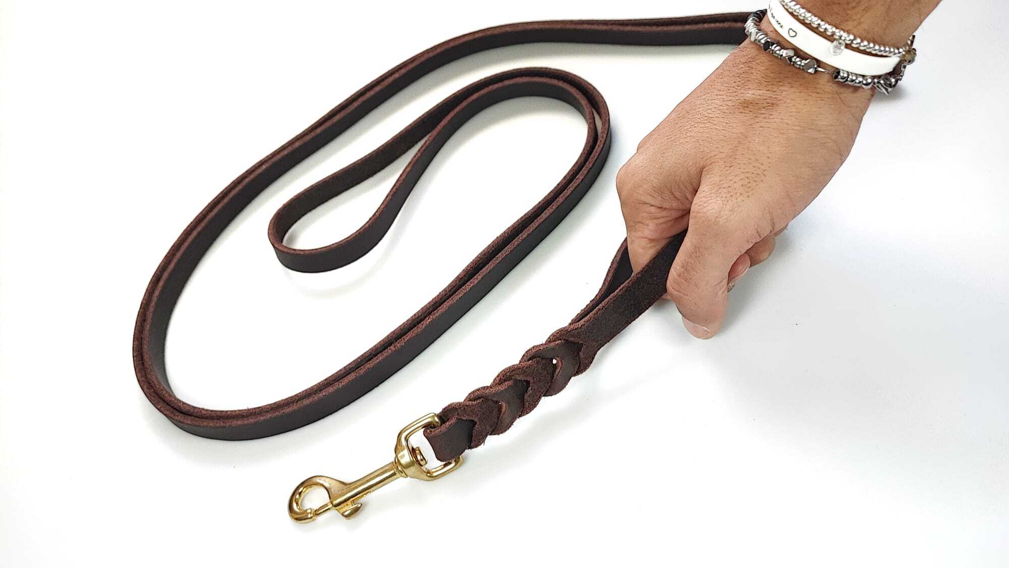 Toscani Cuoio Tres guinzaglio cane 250 cm tre in uno