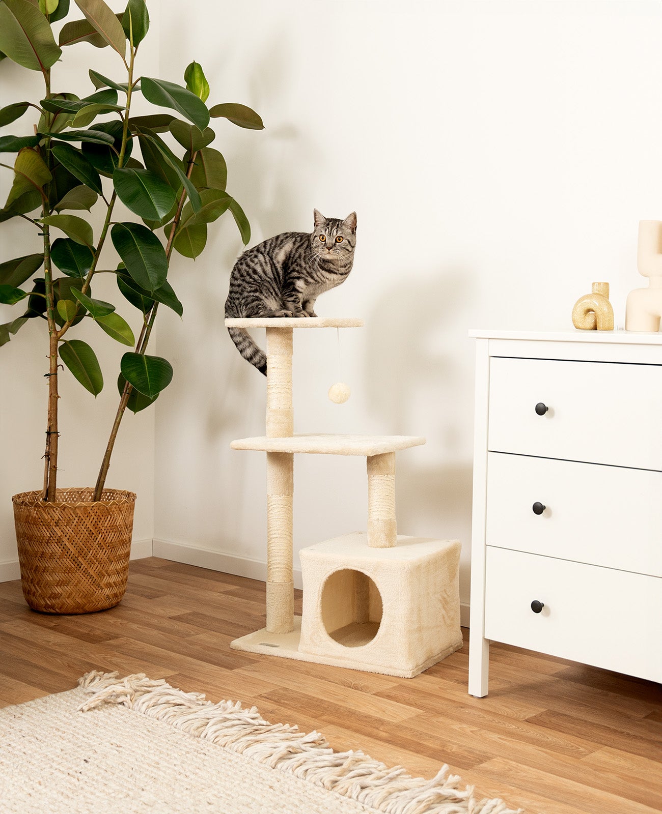 Lionto Katzenkratzbaum 85 cm tiragraffi gatti grigio scuro sisal