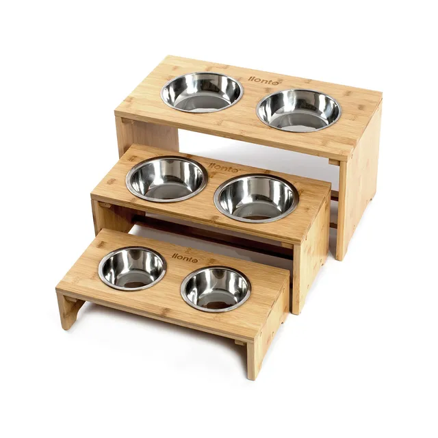 Lionto Hundenäpfe Stazione Pappa Bambù 2x0,55 l 44x20x19 cm