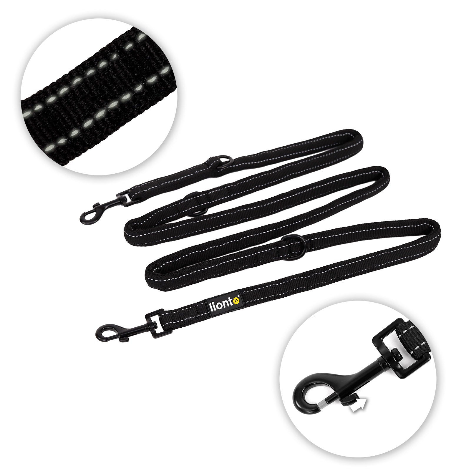Lionto Hunde-Spaziergang guinzaglio cane 200 cm nero riflettente