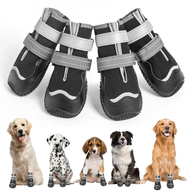 OHCOZZY Scarpette Cane L Nere Impermeabili 4 Pezzi