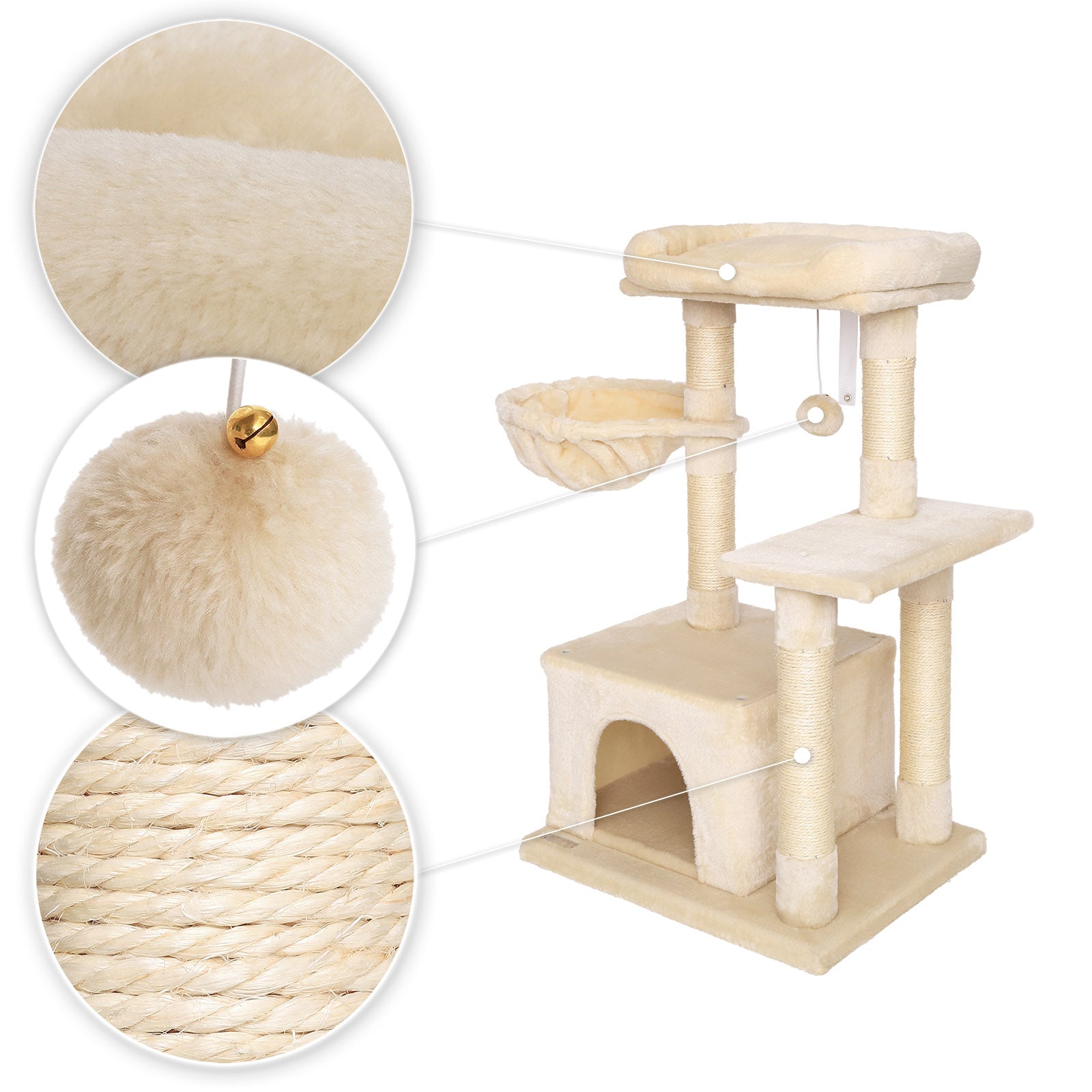 Lionto Tiragraffi 85 cm Albero per Gatti Beige con Sisal