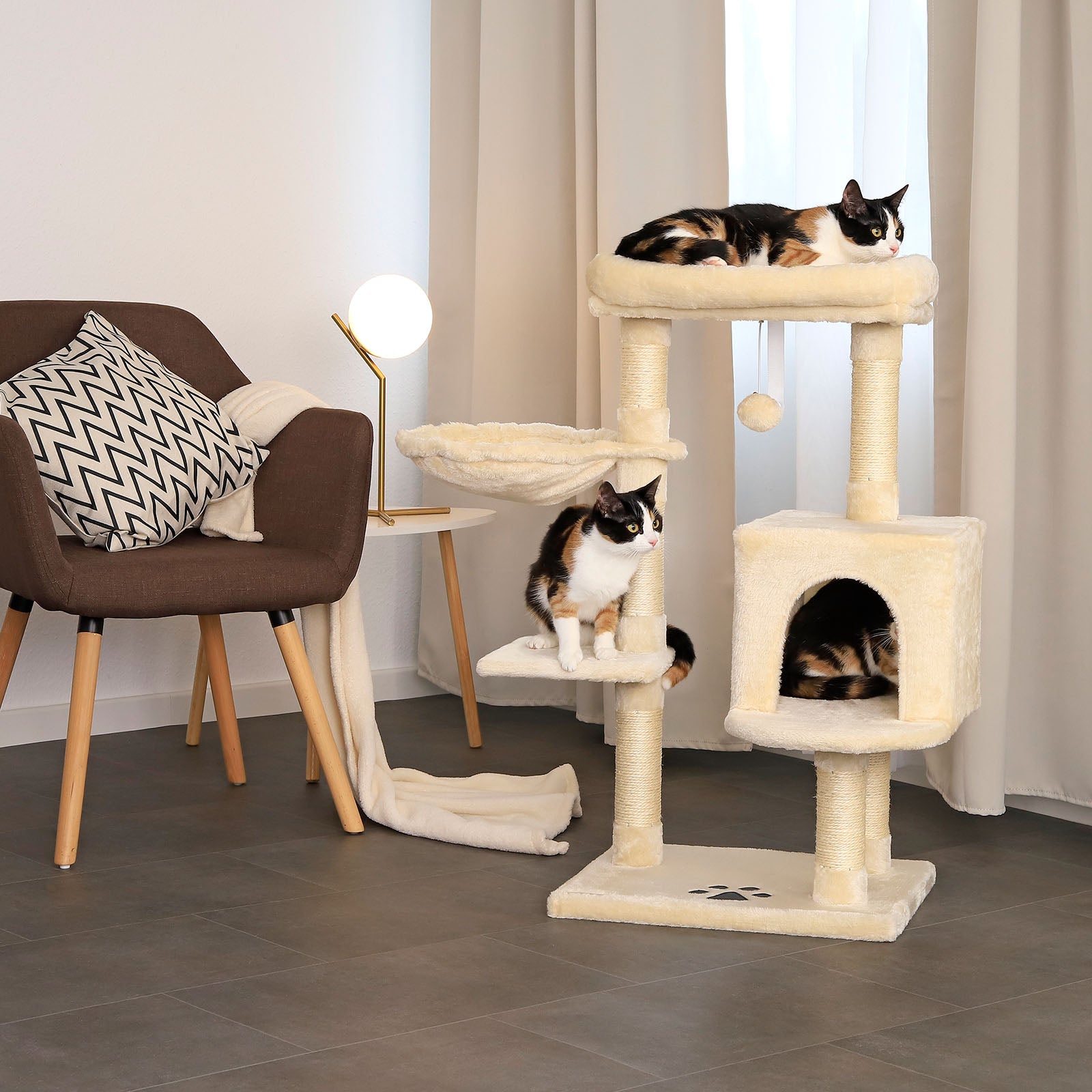 Lionto Katzenkratzbäume tiragraffi gatto grigio 93 cm sisal