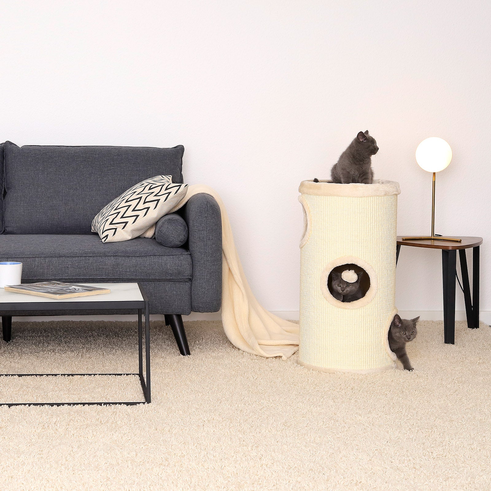 Lionto Katzenkratzbäume tiragraffi gatti beige 50 cm sisal