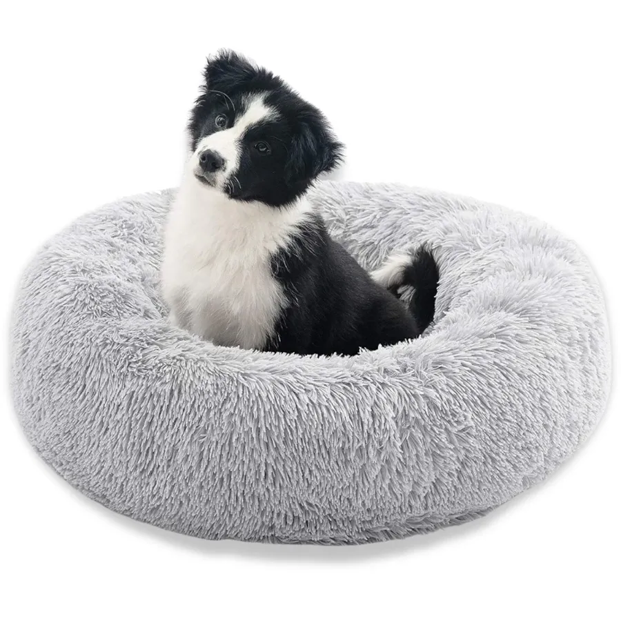 Toscani Vet Bed cuscino ciambella fluffy grigio chiaro 50 cm