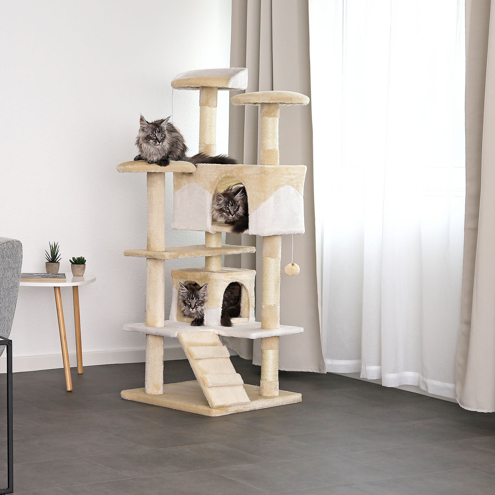 Lionto Katzenkratzbäume tiragraffi gatto 130 cm nero bianco