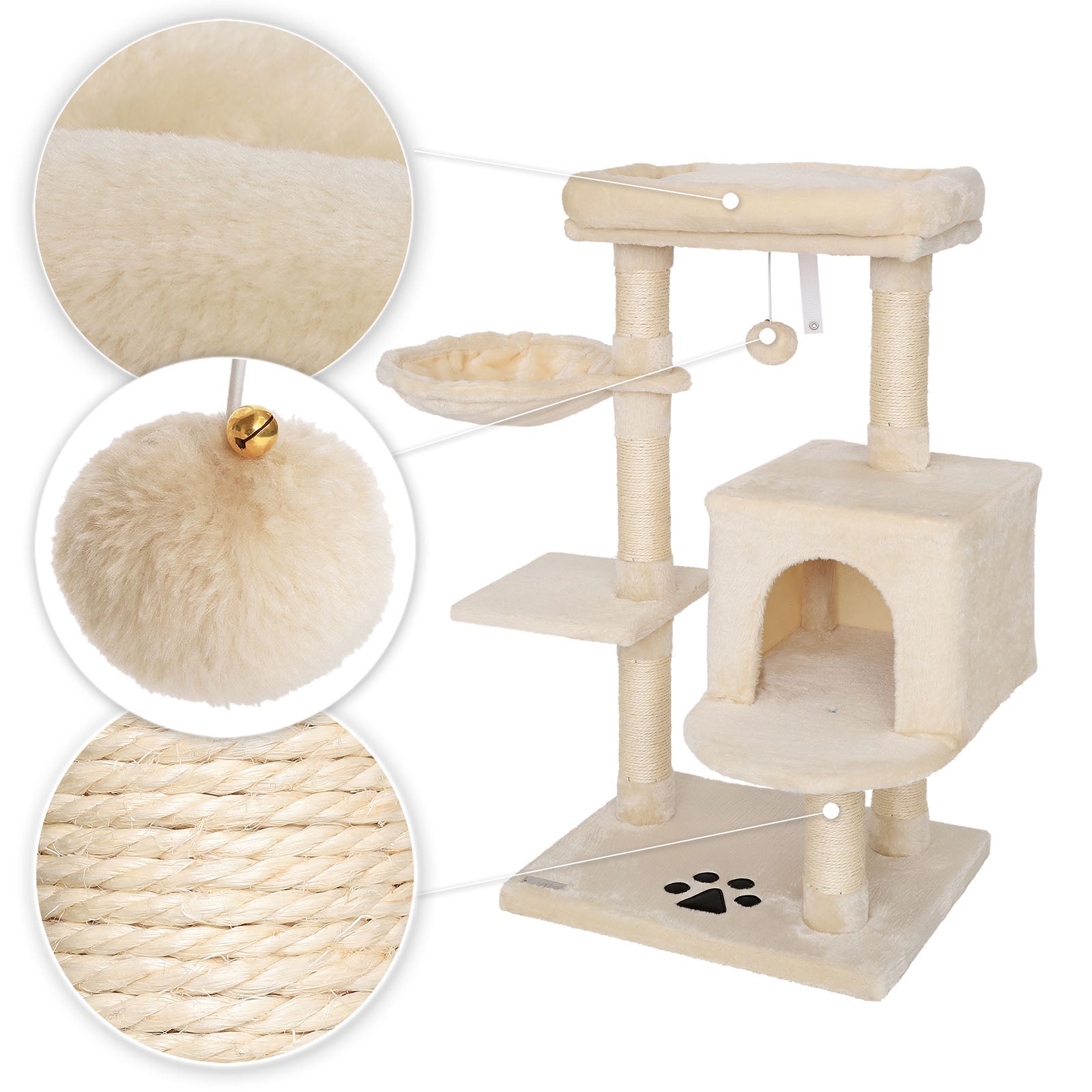 Lionto Katzenkratzbäume tiragraffi gatto grigio 93 cm sisal