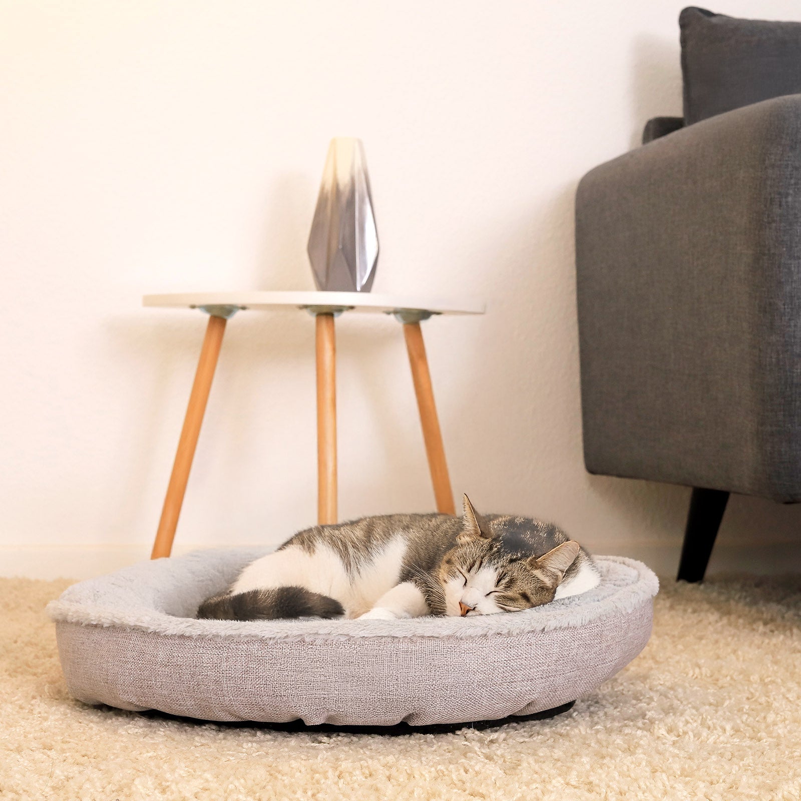 Lionto Katzenbettchen cuccia gatti grigia 55 cm donut morbida