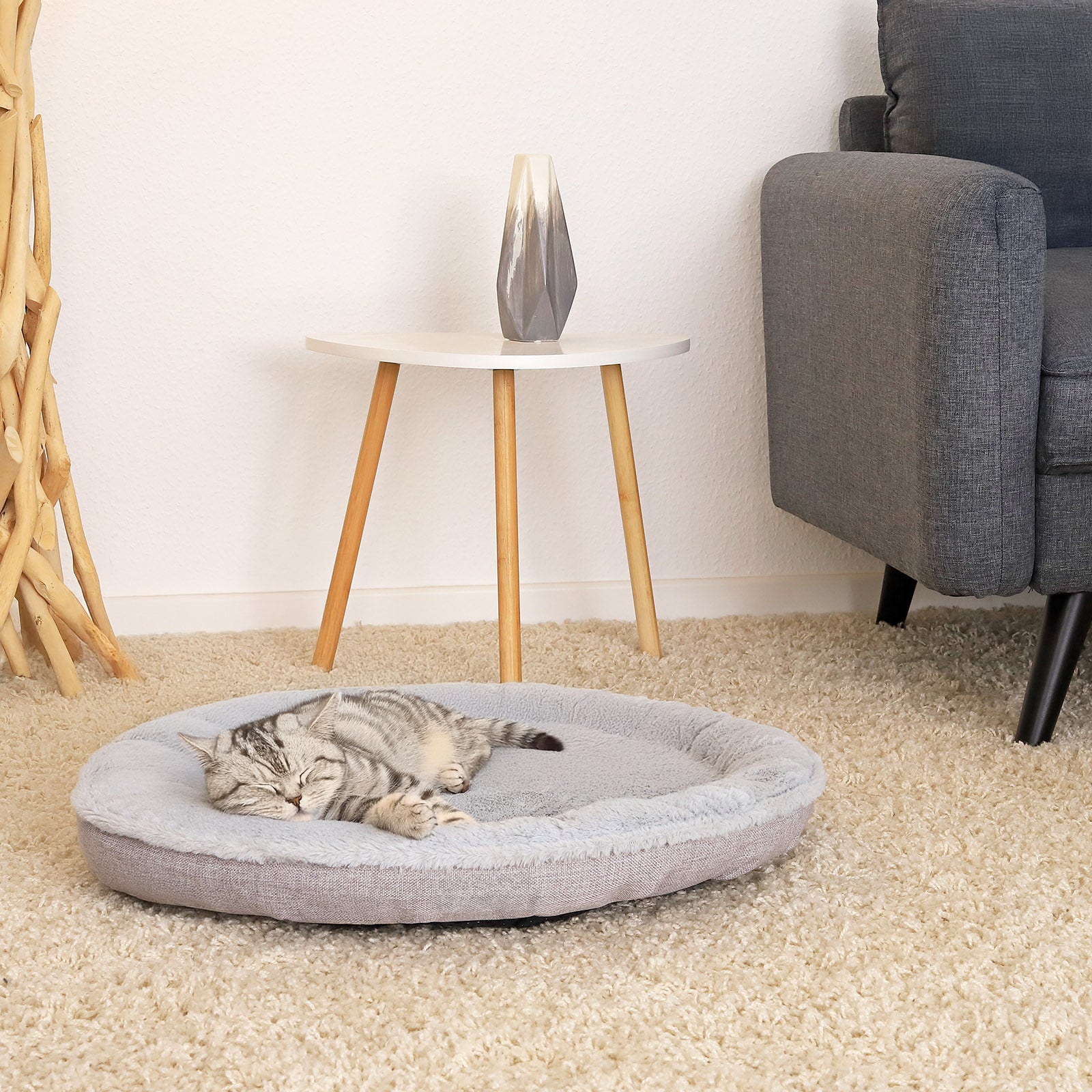 Lionto Katzenbettchen cuccia gatti grigia 55 cm donut morbida