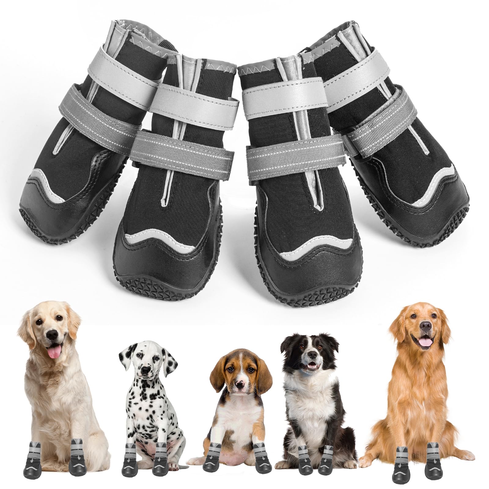 OHCOZZY Scarpette Cane L Nere Impermeabili 4 Pezzi