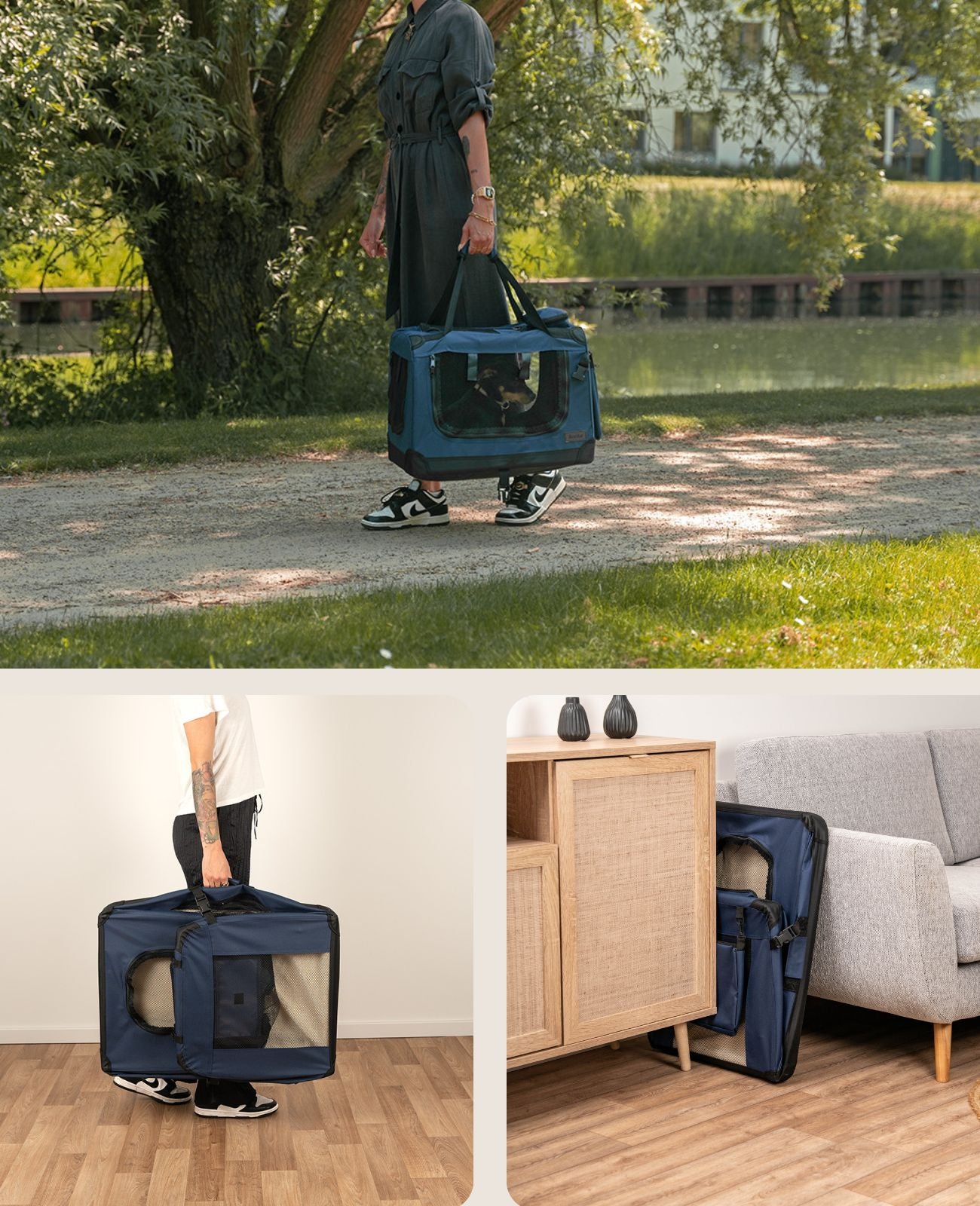 Lionto Trasportino Gatti M 60x42x44 cm Nero Pieghevole