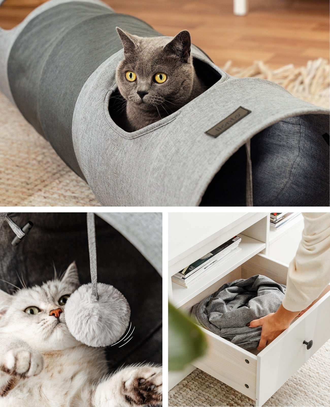 Lionto Tunnel Gatto Gioco con Pallina 30x130 cm