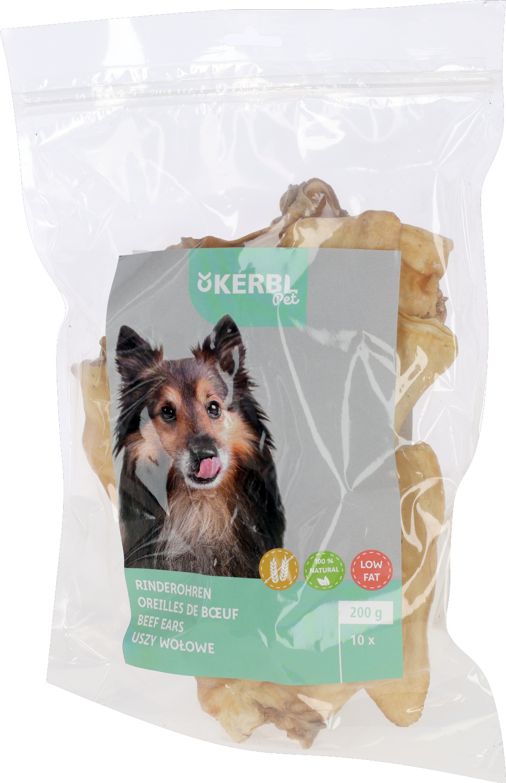 Kerbl Pet Dog Chewing Beef Ears snack masticativo naturale