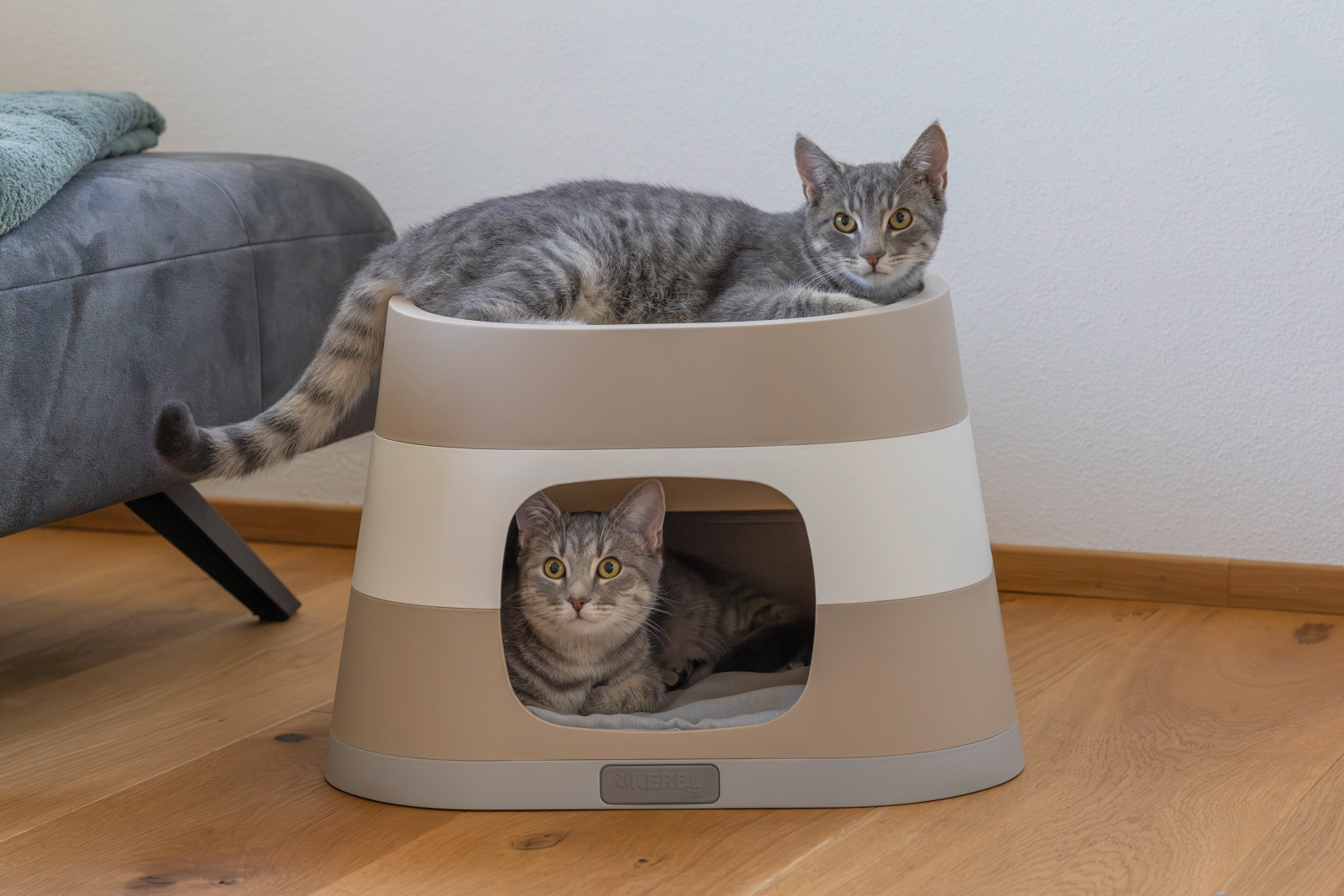 Kerbl Pet Cat Cave Bianca Cuccia Chiusa Plastica con Cuscino