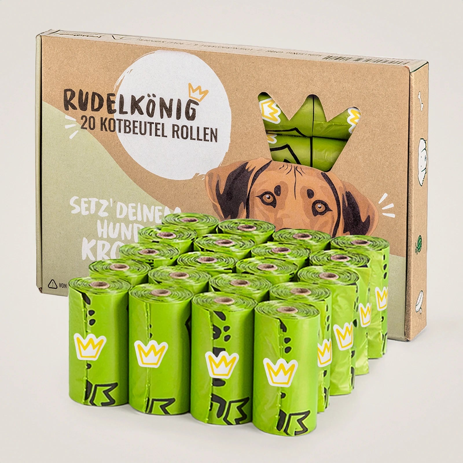 Rudelkönig sacchetti cane riciclati verdi 18 rotoli+dispenser