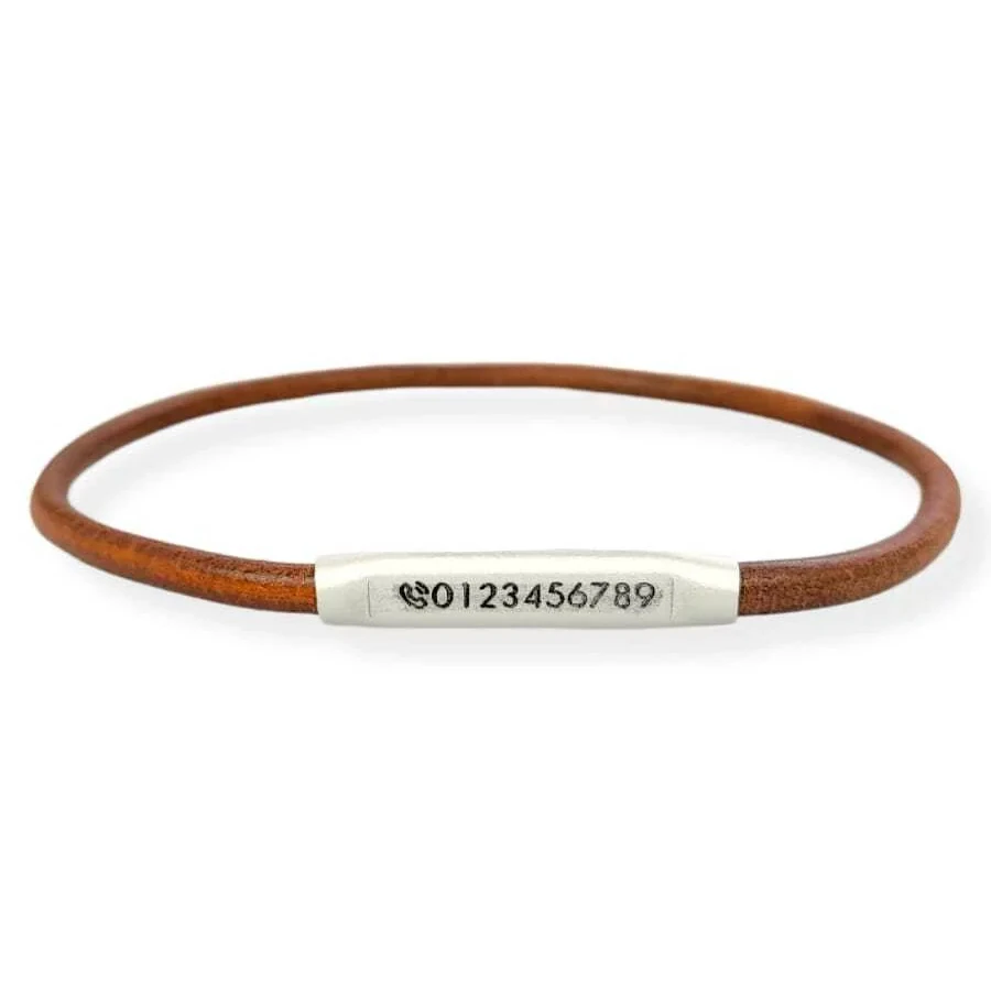 Toscani Cuoio Collare Caccia Riconoscimento Cuoio 6 mm