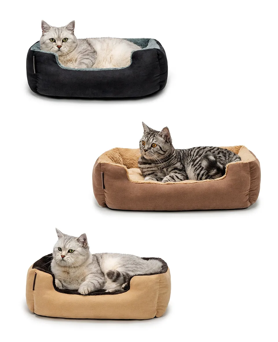 Lionto Katzenbettchen letto gatto marrone 60x48 cm morbido