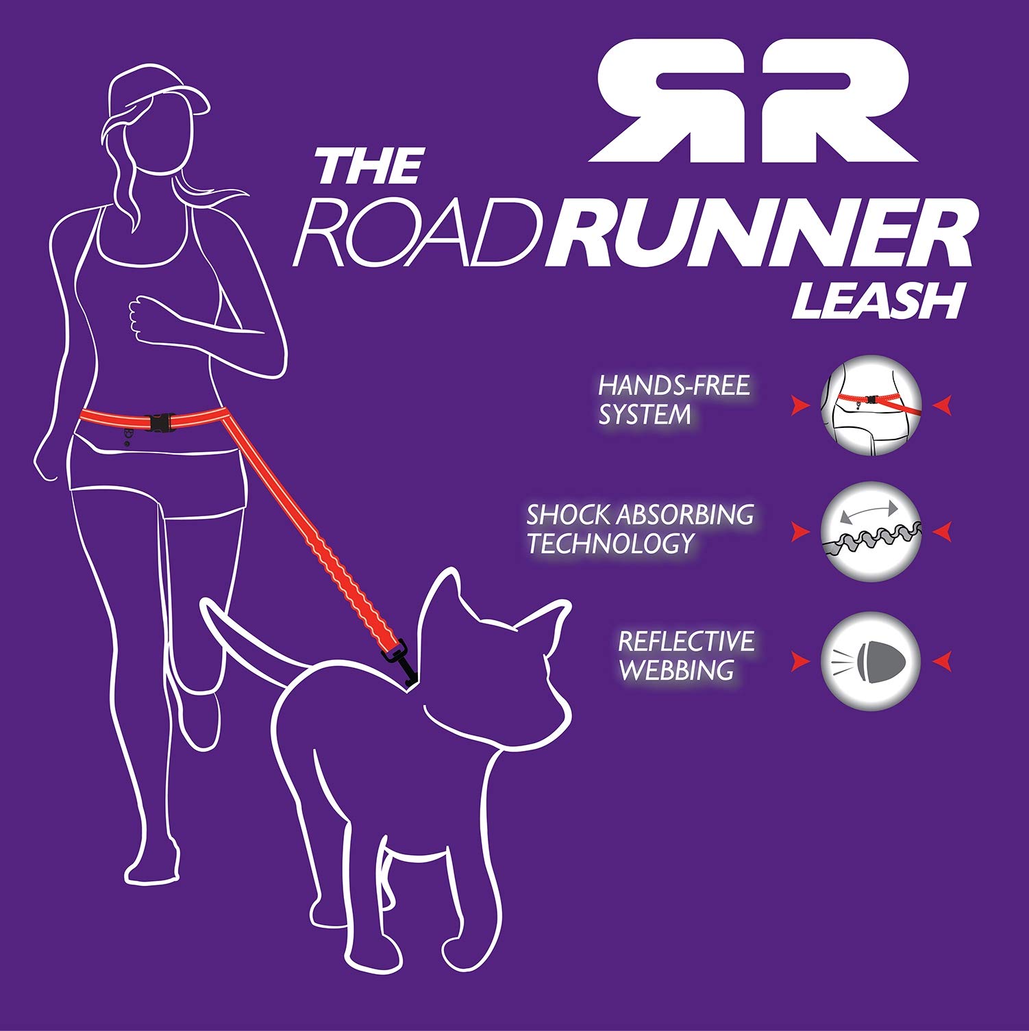 EzyDog Road Runner guinzaglio corsa cane mani libere nero