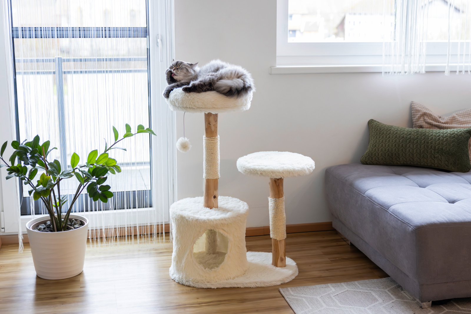 Kerbl Cat Scratch Lucia albero tiragraffi legno sisal con cuccia