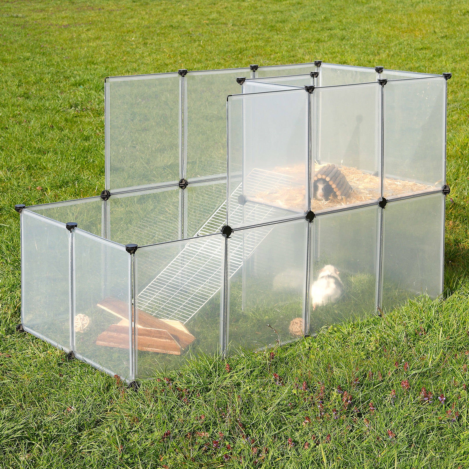 Lionto Kleintiergehege recinto plastica 2 piani 147x75 cm