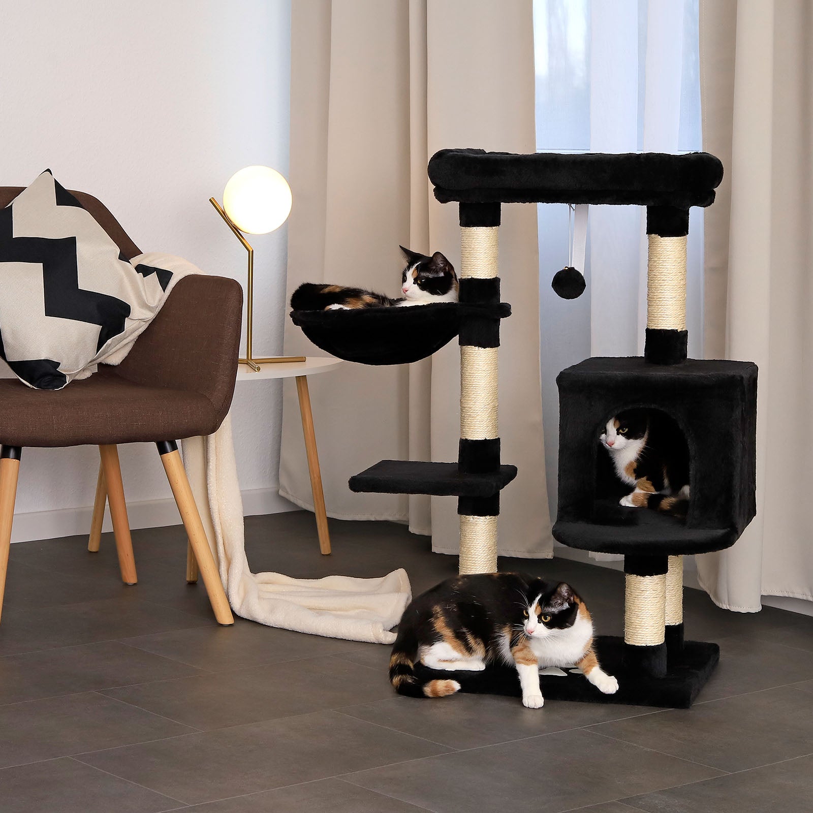 Lionto Katzenkratzbäume tiragraffi gatto grigio 93 cm sisal
