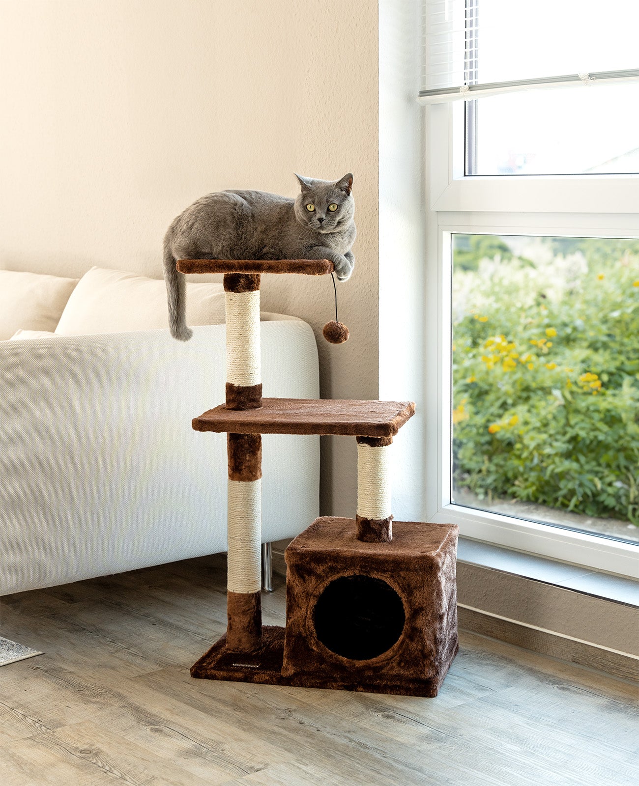 Lionto Katzenkratzbaum 85 cm tiragraffi gatti grigio scuro sisal