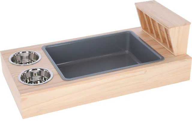 Kerbl Pet Digging Station rastrelliera conigli con ciotole