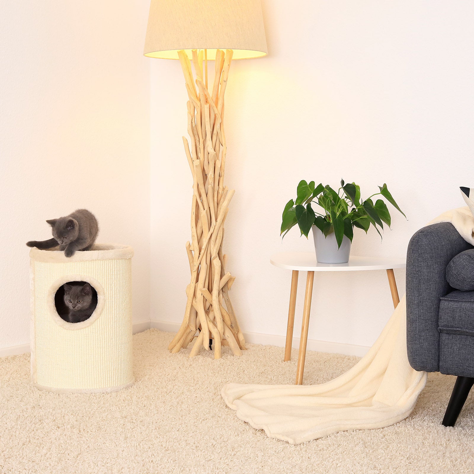 Lionto Katzenkratzbäume tiragraffi gatti beige 50 cm sisal