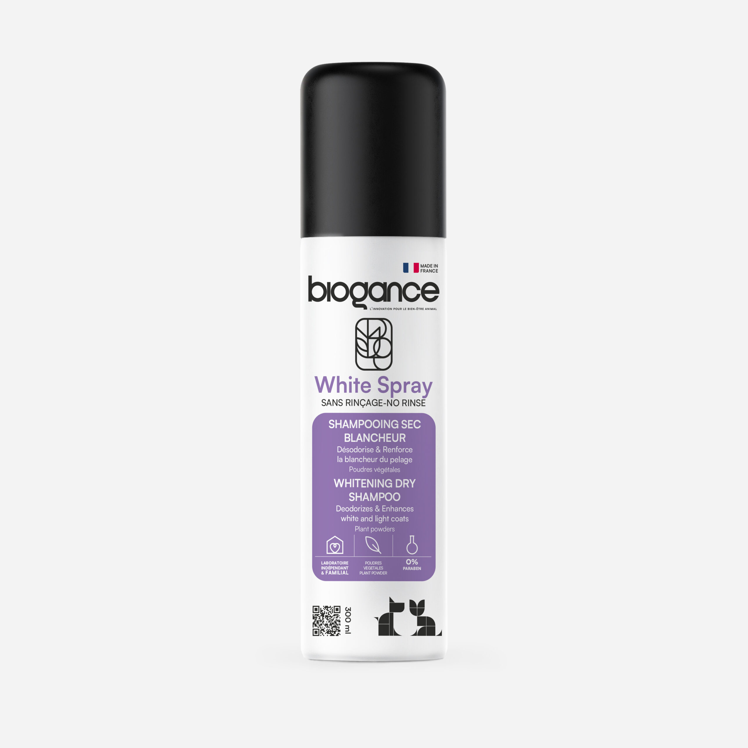 Biogance White Spray Shampoo Secco Cane Gatto Manto Bianco