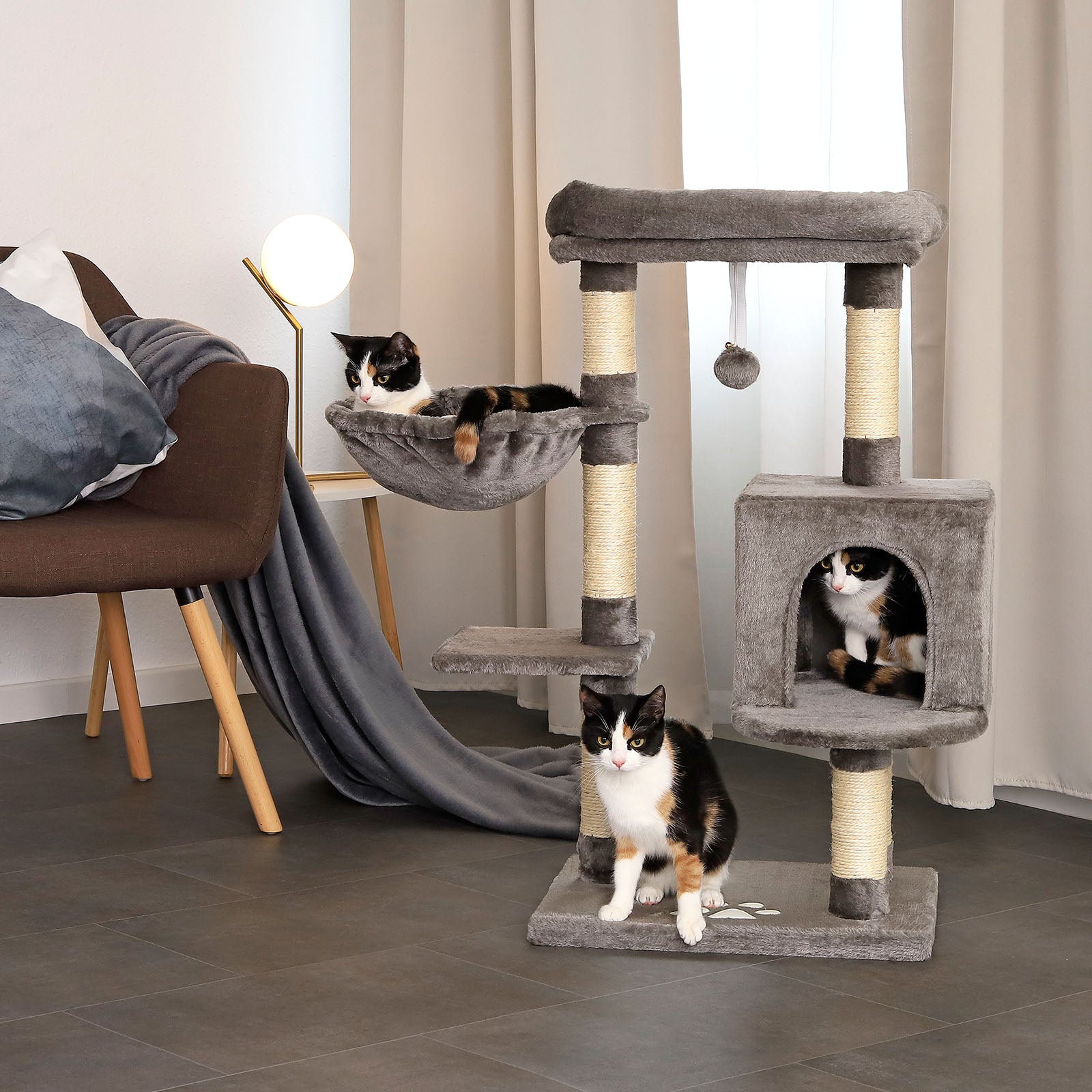 Lionto Katzenkratzbäume tiragraffi gatto grigio 93 cm sisal