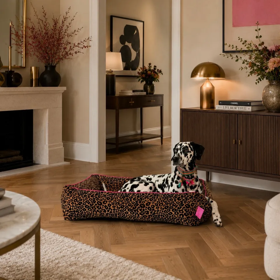 Dog with a Mission Lazy Leopard cuccia cane L leopardo velluto