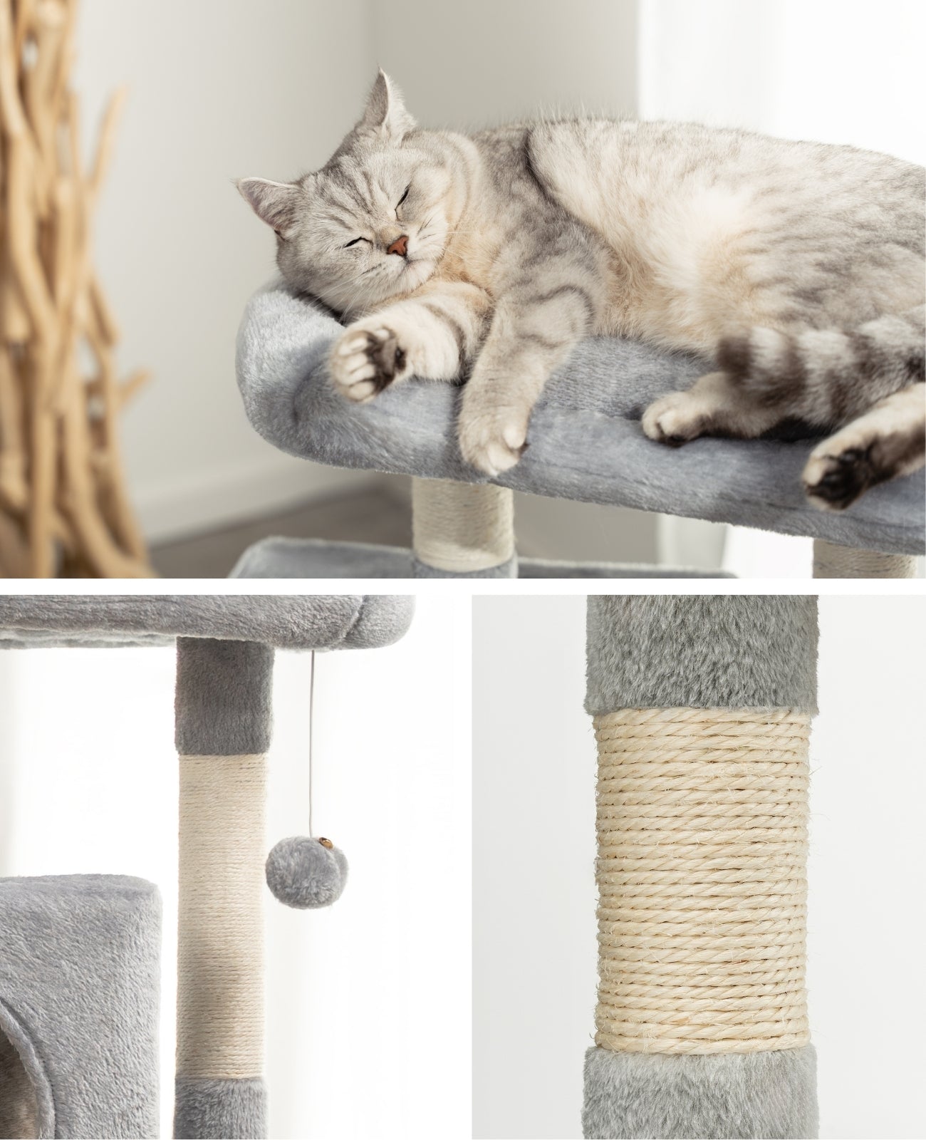 Lionto Katzenkratzbäume tiragraffi gatto 80 cm grigio chiaro
