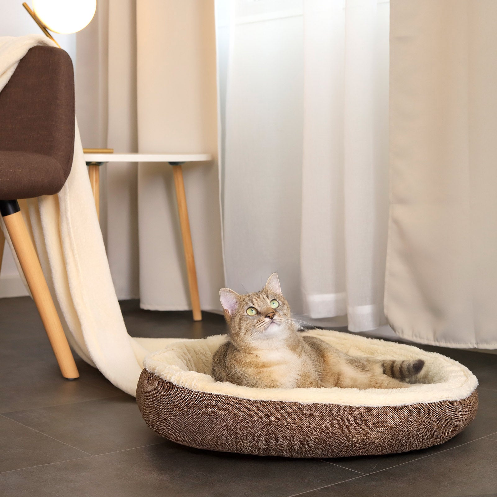 Lionto Katzenbettchen cuccia gatti grigia 55 cm donut morbida