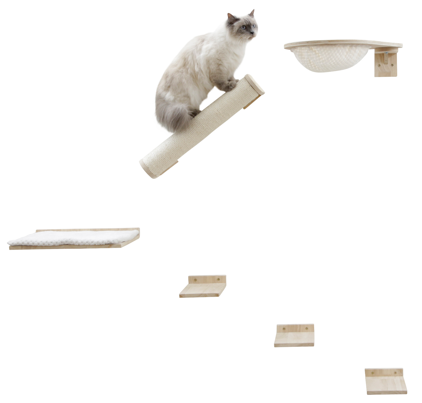 Kerbl Pet Rocky parete arrampicata gatto legno 6 pezzi sisal